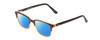 Profile View of Ernest Hemingway H4811 Designer Polarized Sunglasses with Custom Cut Blue Mirror Lenses in Brown/Light Beige Clear Mist Layered Unisex Cateye Full Rim Acetate 53 mm