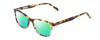 Profile View of Ernest Hemingway H4815 Designer Polarized Reading Sunglasses with Custom Cut Powered Green Mirror Lenses in Olive Green Brown Tortoise Havana Ladies Cateye Full Rim Acetate 52 mm