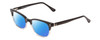 Profile View of Ernest Hemingway H4819 Designer Polarized Sunglasses with Custom Cut Blue Mirror Lenses in Black Clear Grey Gradient Ladies Cateye Full Rim Acetate 52 mm
