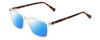 Profile View of Ernest Hemingway H4833 Designer Polarized Sunglasses with Custom Cut Blue Mirror Lenses in Clear Crystal/Brown Yellow Tortoise Havana Unisex Cateye Full Rim Acetate 52 mm