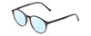 Profile View of Ernest Hemingway H4835 Designer Progressive Lens Blue Light Blocking Eyeglasses in Gloss Black Ladies Round Full Rim Acetate 50 mm