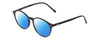 Profile View of Ernest Hemingway H4835 Designer Polarized Sunglasses with Custom Cut Blue Mirror Lenses in Gloss Black Ladies Round Full Rim Acetate 50 mm