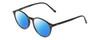 Profile View of Ernest Hemingway H4835 Designer Polarized Reading Sunglasses with Custom Cut Powered Blue Mirror Lenses in Gloss Black Ladies Round Full Rim Acetate 50 mm