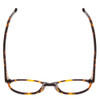 Top View of Ernest Hemingway H4835 Designer Reading Eye Glasses with Custom Cut Powered Lenses in Auburn Brown Yellow Tortoise Havana Ladies Round Full Rim Acetate 50 mm