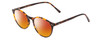Profile View of Ernest Hemingway H4835 Designer Polarized Sunglasses with Custom Cut Red Mirror Lenses in Auburn Brown Yellow Tortoise Havana Ladies Round Full Rim Acetate 50 mm