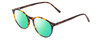Profile View of Ernest Hemingway H4835 Designer Polarized Reading Sunglasses with Custom Cut Powered Green Mirror Lenses in Auburn Brown Yellow Tortoise Havana Ladies Round Full Rim Acetate 50 mm