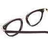 Close Up View of Ernest Hemingway H4838 Designer Single Vision Prescription Rx Eyeglasses in Gloss Black/Gold Accents Ladies Cateye Full Rim Acetate 49 mm
