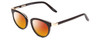 Profile View of Ernest Hemingway H4838 Designer Polarized Sunglasses with Custom Cut Red Mirror Lenses in Gloss Black/Gold Accents Ladies Cateye Full Rim Acetate 49 mm