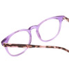 Close Up View of Ernest Hemingway H4840 Designer Reading Eye Glasses with Custom Cut Powered Lenses in Purple Crystal/Lilac Brown Amber Glitter Tortoise Ladies Cateye Full Rim Acetate 50 mm