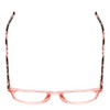 Top View of Ernest Hemingway H4840 Designer Reading Eye Glasses with Custom Cut Powered Lenses in Pink Crystal/Brown Rose Amber Glitter Tortoise Ladies Cateye Full Rim Acetate 50 mm