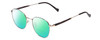 Profile View of Ernest Hemingway H4841 Designer Polarized Reading Sunglasses with Custom Cut Powered Green Mirror Lenses in Silver Black Crystal Marble  Unisex Round Full Rim Stainless Steel 50 mm