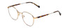 Profile View of Ernest Hemingway H4841 Designer Single Vision Prescription Rx Eyeglasses in Gold Brown Yellow Tortoise Havana Unisex Round Full Rim Stainless Steel 50 mm