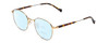 Profile View of Ernest Hemingway H4841 Designer Progressive Lens Blue Light Blocking Eyeglasses in Gold Brown Yellow Tortoise Havana Unisex Round Full Rim Stainless Steel 50 mm