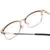 Close Up View of Ernest Hemingway H4842 Designer Single Vision Prescription Rx Eyeglasses in Satin Metallic Black Gold  Unisex Cateye Full Rim Stainless Steel 52 mm