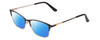Profile View of Ernest Hemingway H4842 Designer Polarized Sunglasses with Custom Cut Blue Mirror Lenses in Satin Metallic Black Gold  Unisex Cateye Full Rim Stainless Steel 52 mm
