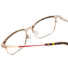 Close Up View of Ernest Hemingway H4842 Designer Single Vision Prescription Rx Eyeglasses in Satin Metallic Red Gold Unisex Cateye Full Rim Stainless Steel 52 mm