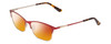 Profile View of Ernest Hemingway H4842 Designer Polarized Sunglasses with Custom Cut Red Mirror Lenses in Satin Metallic Red Gold Unisex Cateye Full Rim Stainless Steel 52 mm