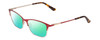 Profile View of Ernest Hemingway H4842 Designer Polarized Reading Sunglasses with Custom Cut Powered Green Mirror Lenses in Satin Metallic Red Gold Unisex Cateye Full Rim Stainless Steel 52 mm