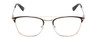 Front View of Ernest Hemingway H4843 Designer Reading Eye Glasses with Custom Cut Powered Lenses in Satin Metallic Black Silver Unisex Aviator Full Rim Stainless Steel 53 mm