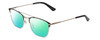 Profile View of Ernest Hemingway H4843 Designer Polarized Reading Sunglasses with Custom Cut Powered Green Mirror Lenses in Satin Metallic Black Silver Unisex Aviator Full Rim Stainless Steel 53 mm