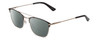 Profile View of Ernest Hemingway H4843 Designer Polarized Reading Sunglasses with Custom Cut Powered Smoke Grey Lenses in Satin Metallic Black Silver Unisex Aviator Full Rim Stainless Steel 53 mm