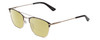 Profile View of Ernest Hemingway H4843 Designer Polarized Reading Sunglasses with Custom Cut Powered Sun Flower Yellow Lenses in Satin Metallic Black Silver Unisex Aviator Full Rim Stainless Steel 53 mm