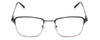 Front View of Ernest Hemingway H4844 Designer Bi-Focal Prescription Rx Eyeglasses in Satin Gun Metal Silver Unisex Rectangle Full Rim Stainless Steel 52 mm