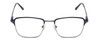 Front View of Ernest Hemingway H4844 Designer Bi-Focal Prescription Rx Eyeglasses in Satin Navy Blue Silver Unisex Rectangle Full Rim Stainless Steel 52 mm