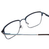 Close Up View of Ernest Hemingway H4844 Designer Progressive Lens Prescription Rx Eyeglasses in Satin Navy Blue Silver Unisex Rectangle Full Rim Stainless Steel 52 mm