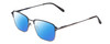 Profile View of Ernest Hemingway H4844 Designer Polarized Sunglasses with Custom Cut Blue Mirror Lenses in Satin Navy Blue Silver Unisex Rectangle Full Rim Stainless Steel 52 mm