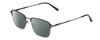 Profile View of Ernest Hemingway H4844 Designer Polarized Reading Sunglasses with Custom Cut Powered Smoke Grey Lenses in Satin Navy Blue Silver Unisex Rectangle Full Rim Stainless Steel 52 mm