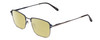 Profile View of Ernest Hemingway H4844 Designer Polarized Reading Sunglasses with Custom Cut Powered Sun Flower Yellow Lenses in Satin Navy Blue Silver Unisex Rectangle Full Rim Stainless Steel 52 mm