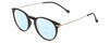 Profile View of Ernest Hemingway H4845 Designer Progressive Lens Blue Light Blocking Eyeglasses in Matte Black Silver Unisex Round Full Rim Acetate 48 mm