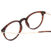 Close Up View of Ernest Hemingway H4845 Designer Progressive Lens Prescription Rx Eyeglasses in Matte Brown Auburn Tortoise Havana Gold Unisex Round Full Rim Acetate 48 mm