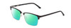 Profile View of Ernest Hemingway H4850 Designer Polarized Reading Sunglasses with Custom Cut Powered Green Mirror Lenses in Gloss Black Silver Unisex Cateye Full Rim Acetate 58 mm