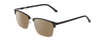 Profile View of Ernest Hemingway H4850 Designer Polarized Reading Sunglasses with Custom Cut Powered Amber Brown Lenses in Gloss Black Silver Unisex Cateye Full Rim Acetate 58 mm