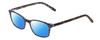 Profile View of Ernest Hemingway H4852 Designer Polarized Sunglasses with Custom Cut Blue Mirror Lenses in Blue Crystal Layered Yellow Brown Tortoise Havana Unisex Rectangle Full Rim Acetate 51 mm