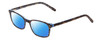 Profile View of Ernest Hemingway H4852 Designer Polarized Reading Sunglasses with Custom Cut Powered Blue Mirror Lenses in Blue Crystal Layered Yellow Brown Tortoise Havana Unisex Rectangle Full Rim Acetate 51 mm