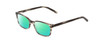 Profile View of Ernest Hemingway H4852 Designer Polarized Reading Sunglasses with Custom Cut Powered Green Mirror Lenses in Grey Black Clear Stripe Unisex Rectangle Full Rim Acetate 51 mm