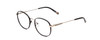 Profile View of Ernest Hemingway H4853 Designer Reading Eye Glasses with Custom Cut Powered Lenses in Black Patterned Silver Multi-Colored Tips Unisex Round Full Rim Stainless Steel 51 mm