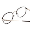 Close Up View of Ernest Hemingway H4853 Designer Single Vision Prescription Rx Eyeglasses in Black Patterned Silver Multi-Colored Tips Unisex Round Full Rim Stainless Steel 51 mm