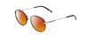 Profile View of Ernest Hemingway H4853 Designer Polarized Sunglasses with Custom Cut Red Mirror Lenses in Black Patterned Silver Multi-Colored Tips Unisex Round Full Rim Stainless Steel 51 mm