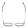 Top View of Ernest Hemingway H4853 Designer Single Vision Prescription Rx Eyeglasses in Metallic Blue Patterened Silver Multi-Colored Tips Unisex Round Full Rim Stainless Steel 51 mm