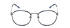 Front View of Ernest Hemingway H4853 Designer Progressive Lens Prescription Rx Eyeglasses in Metallic Blue Patterened Silver Multi-Colored Tips Unisex Round Full Rim Stainless Steel 51 mm