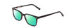 Profile View of Ernest Hemingway H4854 Designer Polarized Reading Sunglasses with Custom Cut Powered Green Mirror Lenses in Gloss Black Silver Studs  Unisex Cateye Full Rim Acetate 54 mm