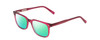 Profile View of Ernest Hemingway H4854 Designer Polarized Reading Sunglasses with Custom Cut Powered Green Mirror Lenses in Raspberry Red Rose Crystal Ladies Cateye Full Rim Acetate 51 mm
