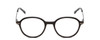 Front View of Ernest Hemingway H4855 Designer Bi-Focal Prescription Rx Eyeglasses in Gloss Black Gun Metal/Striped White Green Tips Unisex Round Full Rim Acetate 48 mm