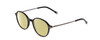 Profile View of Ernest Hemingway H4855 Designer Polarized Reading Sunglasses with Custom Cut Powered Sun Flower Yellow Lenses in Gloss Black Gun Metal/Striped White Green Tips Unisex Round Full Rim Acetate 48 mm