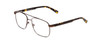 Profile View of Ernest Hemingway H4856 Designer Progressive Lens Blue Light Blocking Eyeglasses in Satin Metallic Brown/Brown Gold Tortoise Unisex Aviator Full Rim Stainless Steel 54 mm