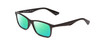 Profile View of Ernest Hemingway H4857 Designer Polarized Reading Sunglasses with Custom Cut Powered Green Mirror Lenses in Gloss Black Unisex Cateye Full Rim Acetate 53 mm